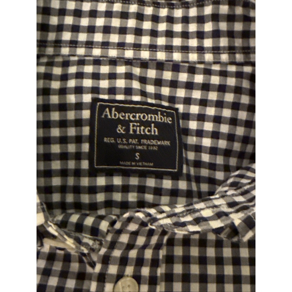 Abercrombie & Fitch Shirt Mens Small Blue/White Gingham Plaid Long Sleeve Preppy - Picture 6 of 8